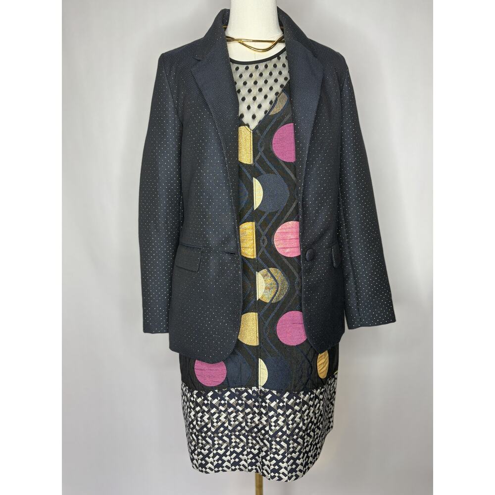 Maeve Anthropologie Polka Dot Metallic Shift Dress Size Small Mod Art Deco